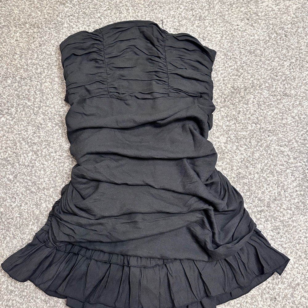 Boutique Black Strapless Roush Dress - small - final sale